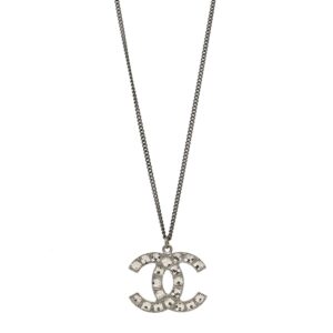 Baguette Crystal CC Necklace Silver