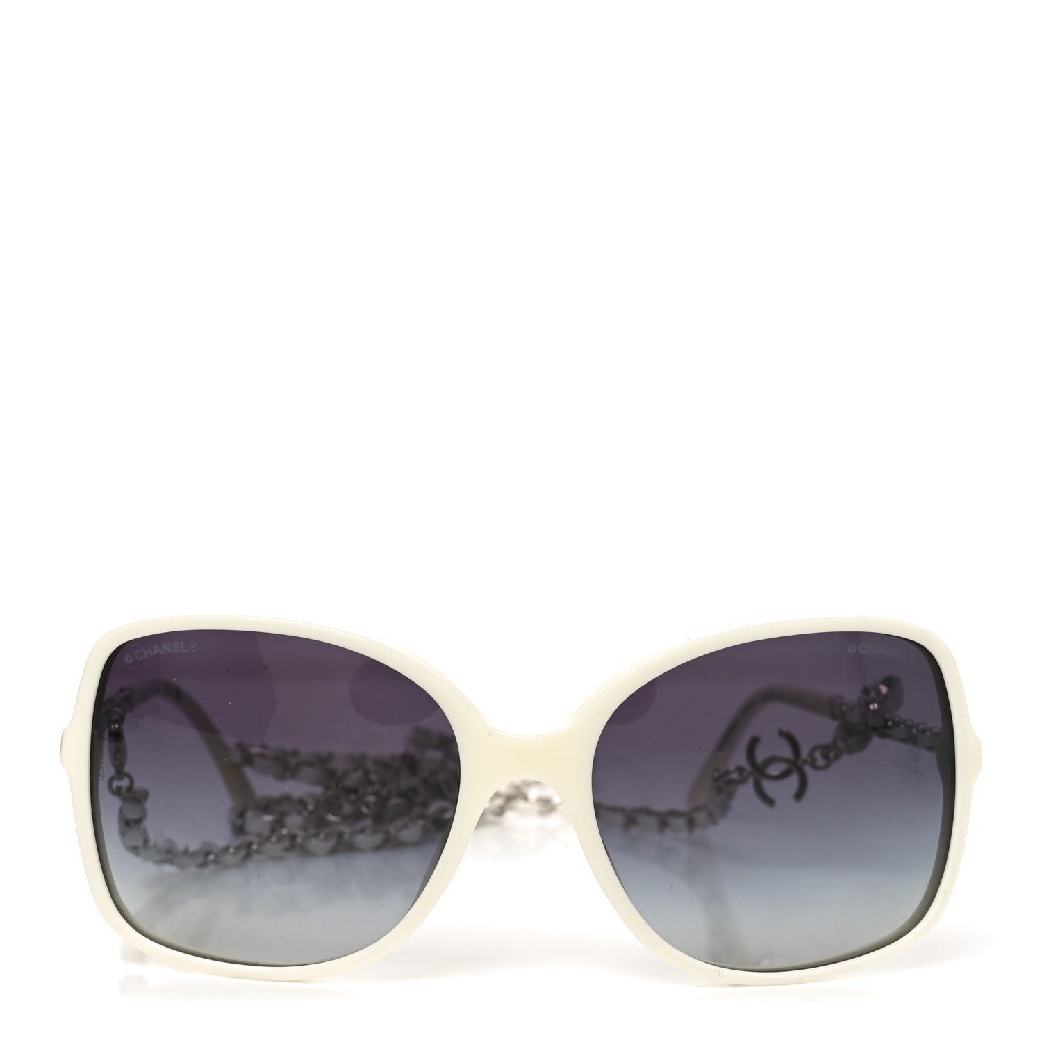Acetate Metal Lambskin Square Chain Sunglasses 5210-Q-A White - Image 2