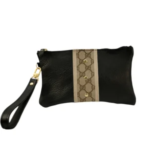 Upcycled Gucci Cathy Wristlet In Black Leather